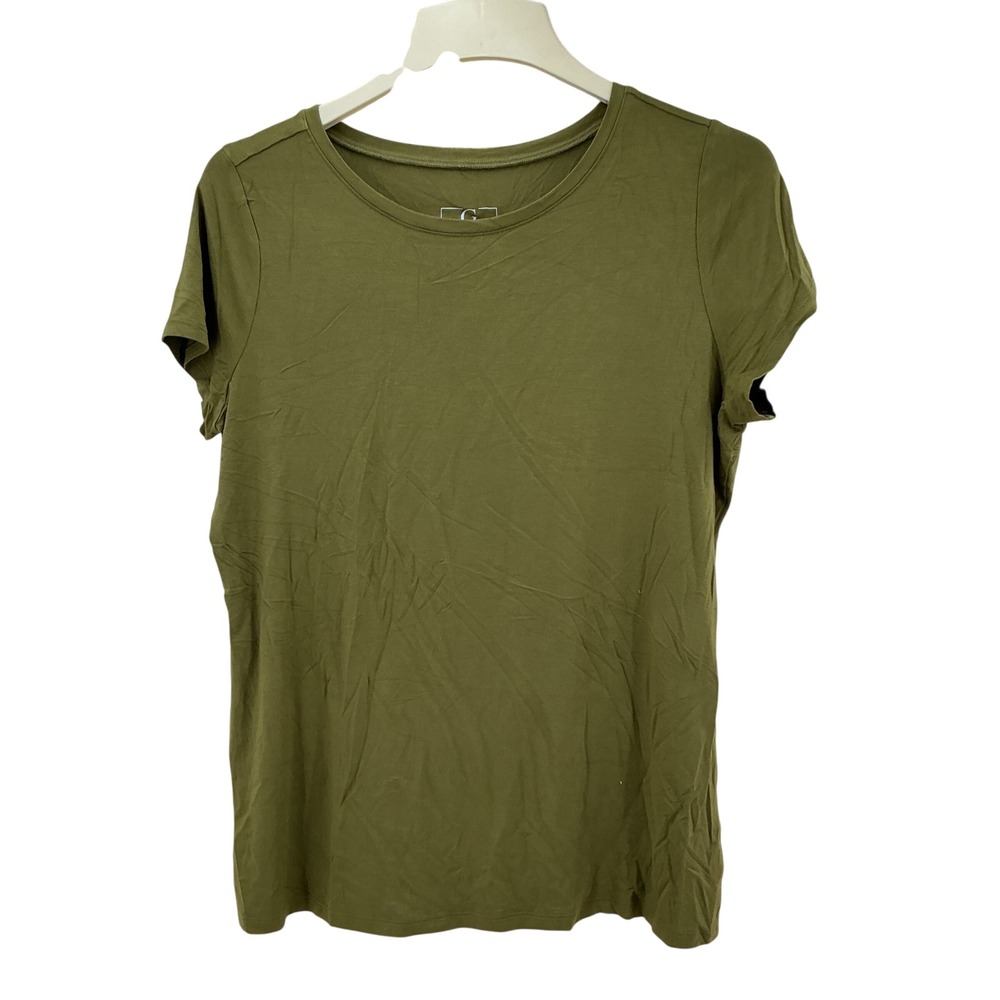 G by Giuliana T-Shirt Womens Medium Olive Green Ecovero Viscose Basic Minimalist
